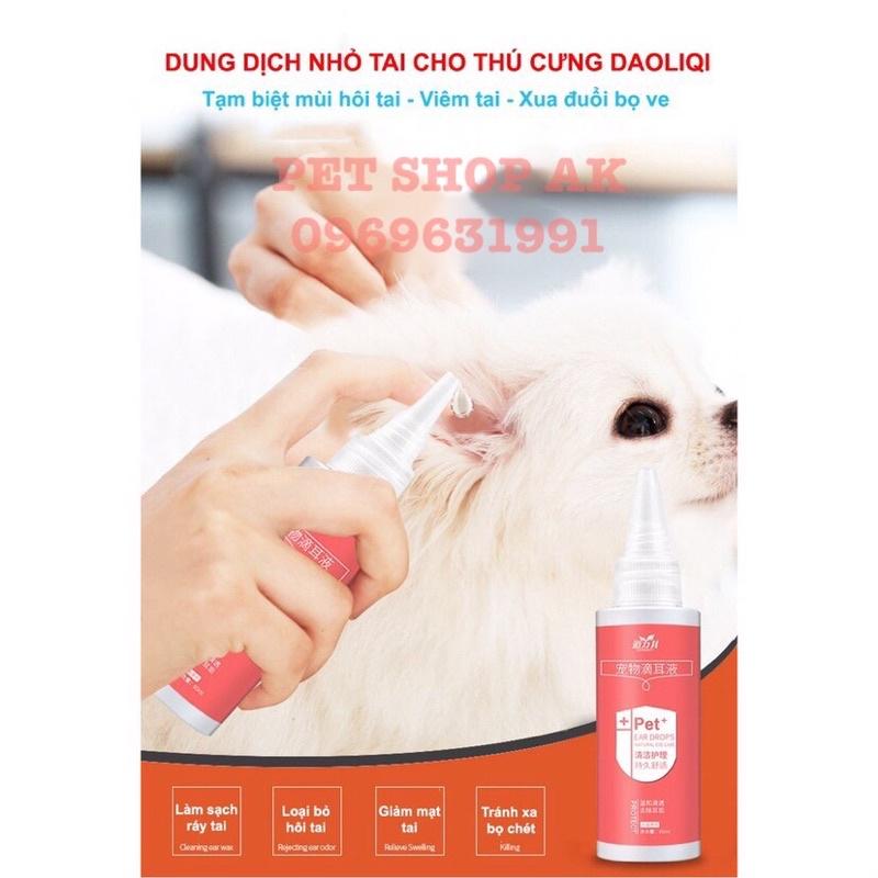 Dung dịch vệ sinh tai mắt chó mèo tránh thối tai khử mùi hôi tai định kỳ