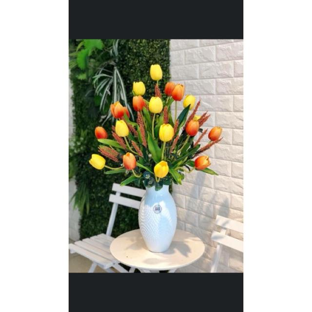 Hoa lụa - Hoa tulip. Hoa tulip giả 1 bông trang trí phòng để bàn làm việc chất liệu lụa cao cấp giống thật làm hoa cưới
