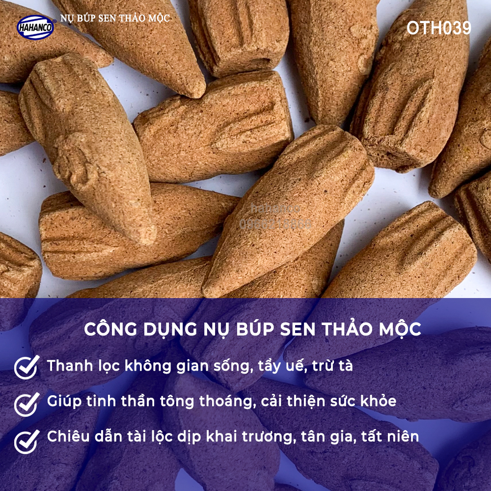 Nụ Sen Thảo Mộc khói ngược hương thơm cổ truyền siêu sạch - PHÚC LỘC THỌ (OTH039) Xông trầm phong thủy, giúp thư giãn tĩnh tâm, an yên - Xua đuổi tà khí tai ương