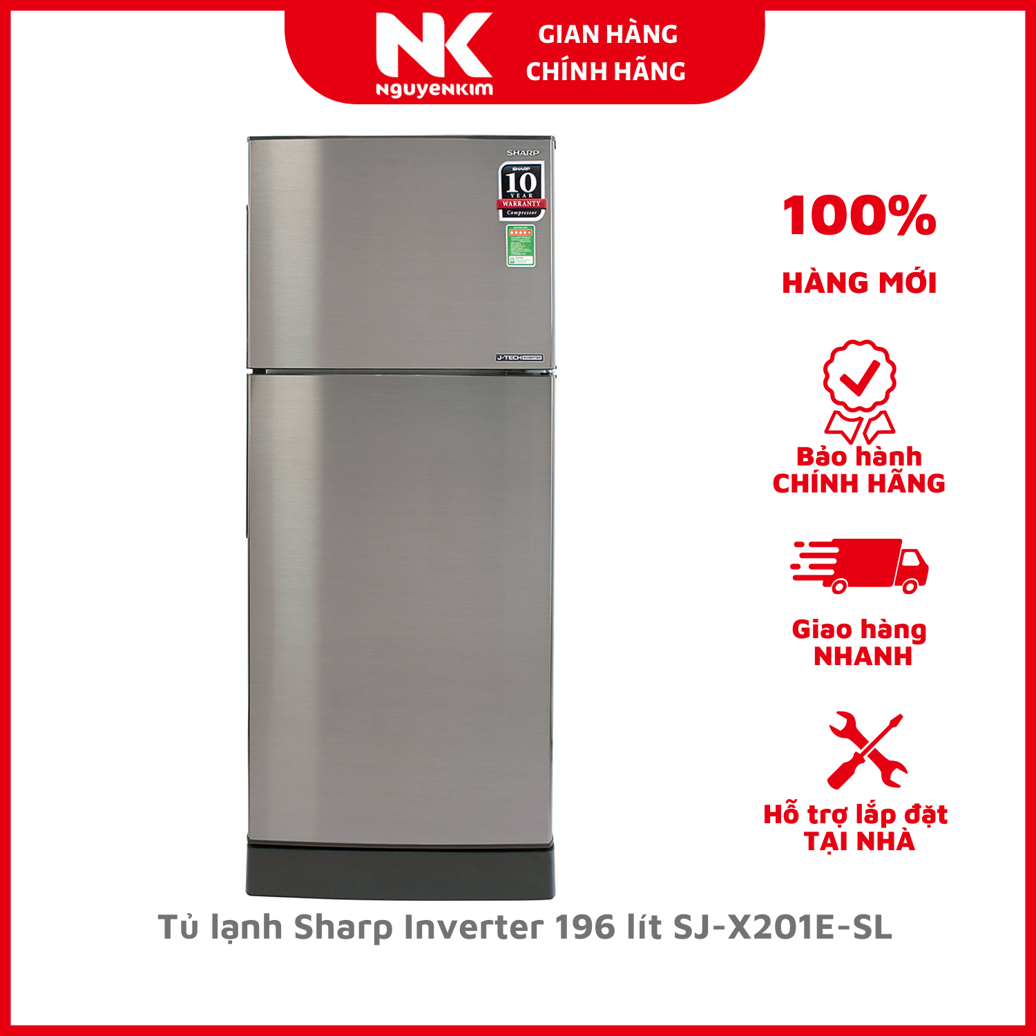 Tủ lạnh Sharp Inverter 196 lít SJ-X201E-SL - Hàng Chính Hãng [Giao hàng toàn quốc]