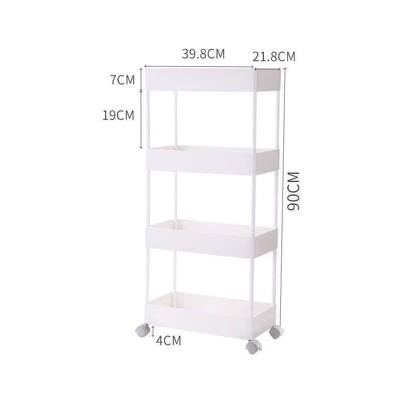 Kệ Để Đựng Đồ Đa Năng 4 Tầng Thanh Inox - Giá Nhựa có lỗ Cao cấp màu trắng