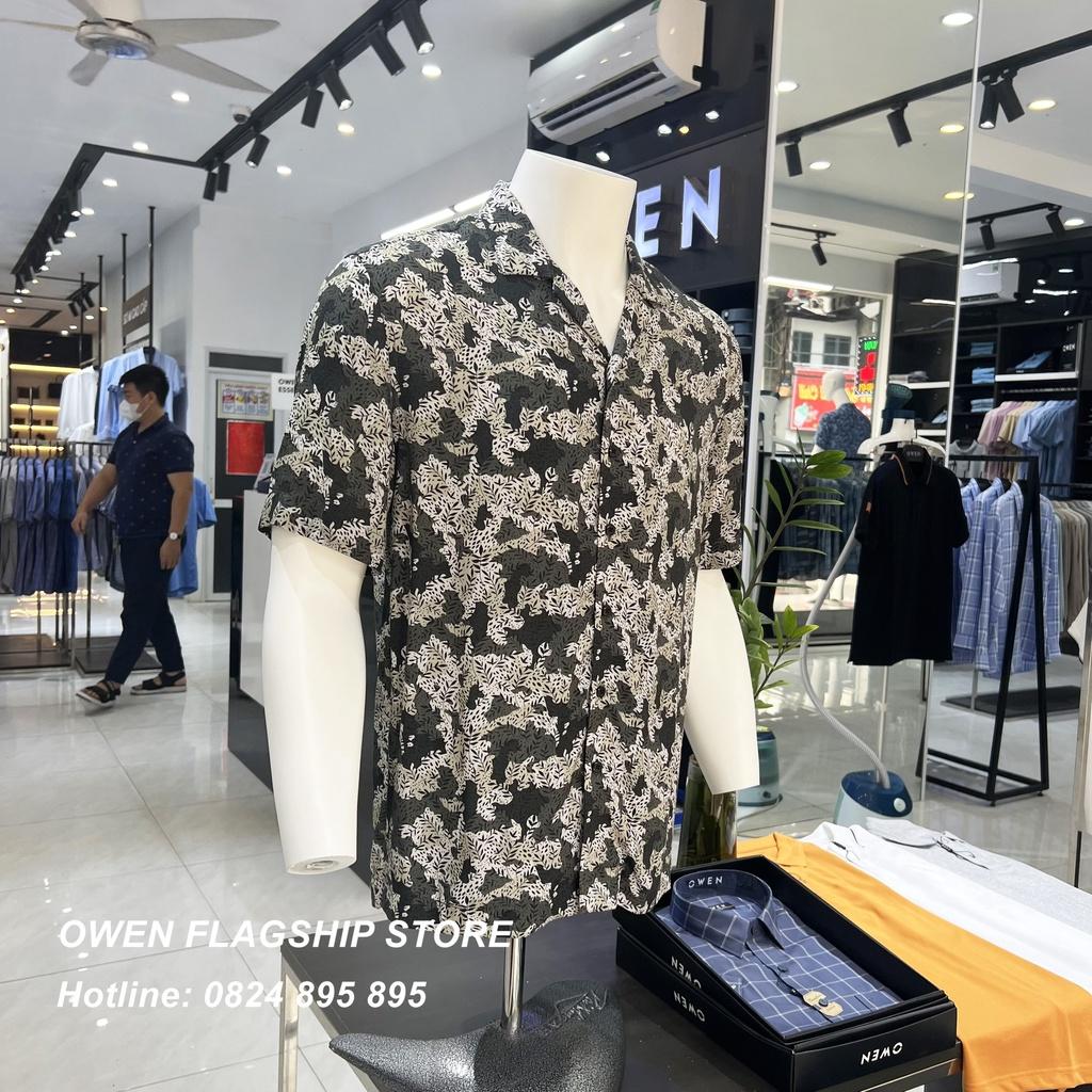 Áo Sơ mi Owen nam ngắn tay dáng Relaxfit sợi Viscose cao cấp mềm mịn mát AE230067N