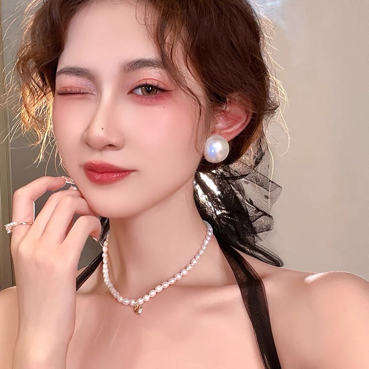 Khuyên tai ngọc trai nhân tạo lấp lánh nhiều size bông tai nữ sát tai sang trọng kiểu hàn quốc