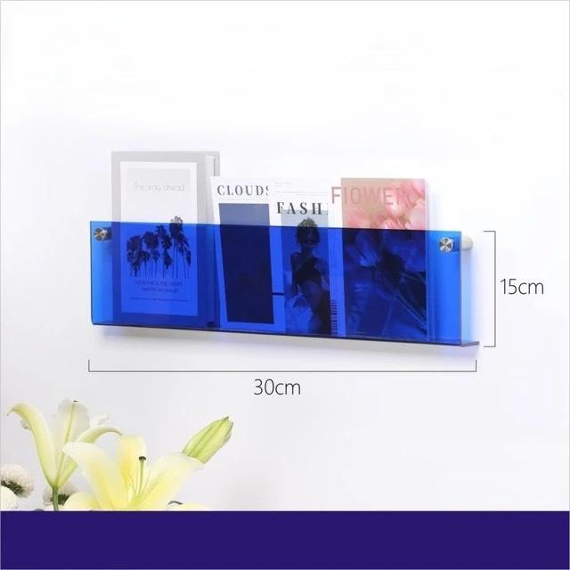 Kệ mica treo tường trưng bày tạp chí, sách, tranh, ảnh, nhiều màu sắc, nhiều kích thước - Vàng xuyên sáng