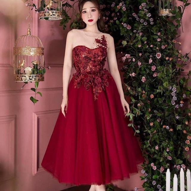 ĐẦM XOÈ CÔNG CHÚA KẾT HOA THÊU ĐÁ PHA LÊ SIÊU XINH - SIZE ML ĐẾN 57kgMM MM