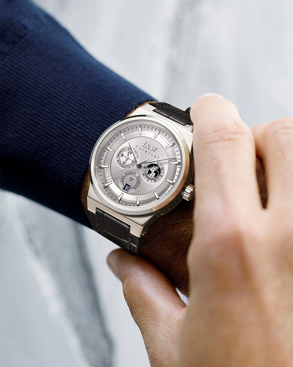Đồng hồ nam chính hãng IW Carnival IW782G-3 ,kính sapphire,chống xước,chống nước 50m,Bh 24 tháng,máy cơ (automatic)