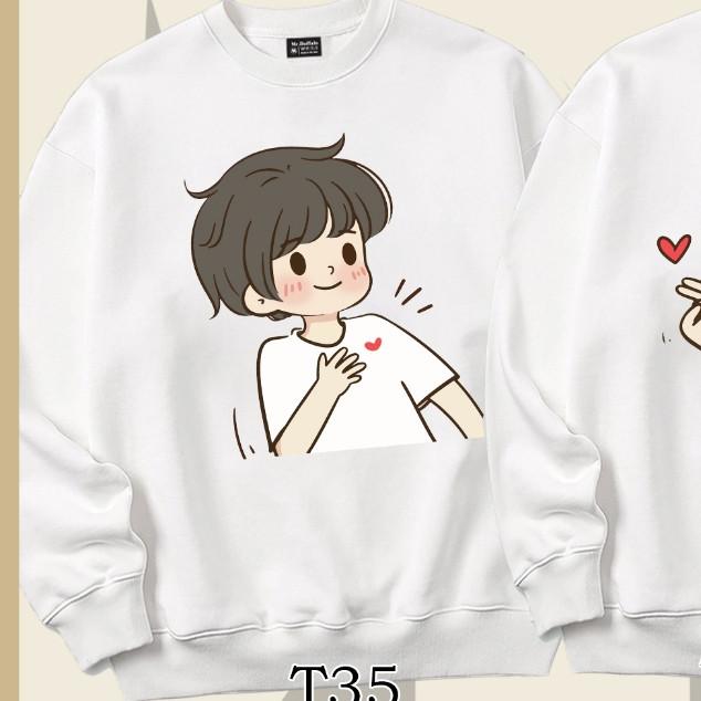 Áo Sweater cặp đôi nam nữ bắn tim dễ thương Mr.Buffalo - T36 Đen