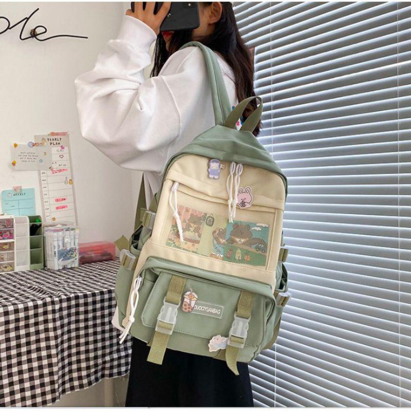 Balo ULZZANG, balo thời trang- BL213, nhiều ngăn, vải chống thấm nước,