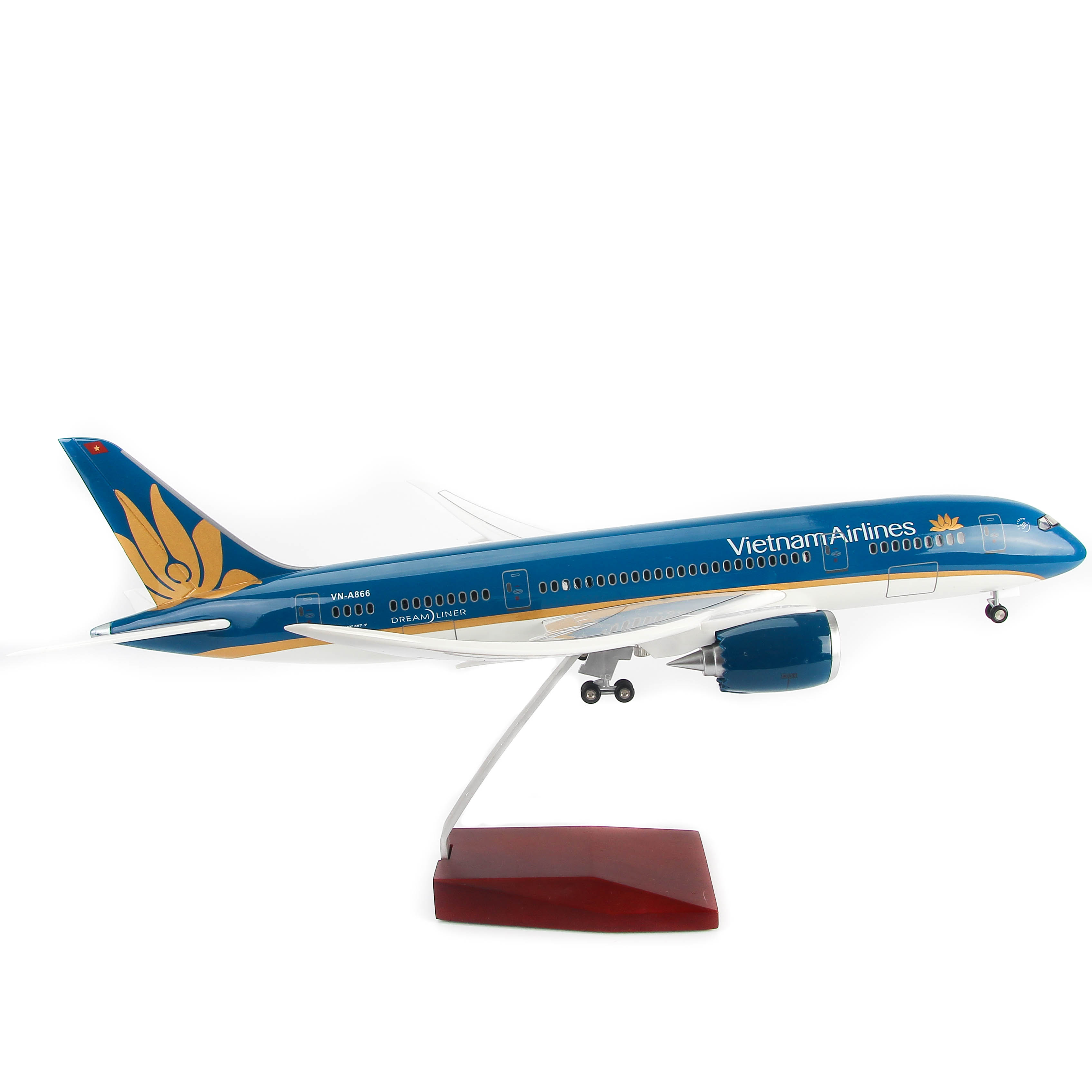 Mô hình máy bay Vietnam Airlines lắp ráp (47cm)-Xanh dương đậm,có đèn LED