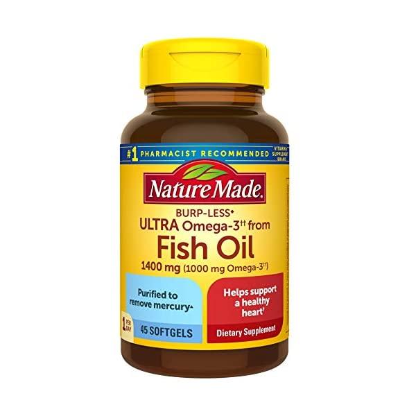 Nature Made Burp-Less Ultra Omega-3†† from Fish Oil 1400 mg Softgels, 90 Count