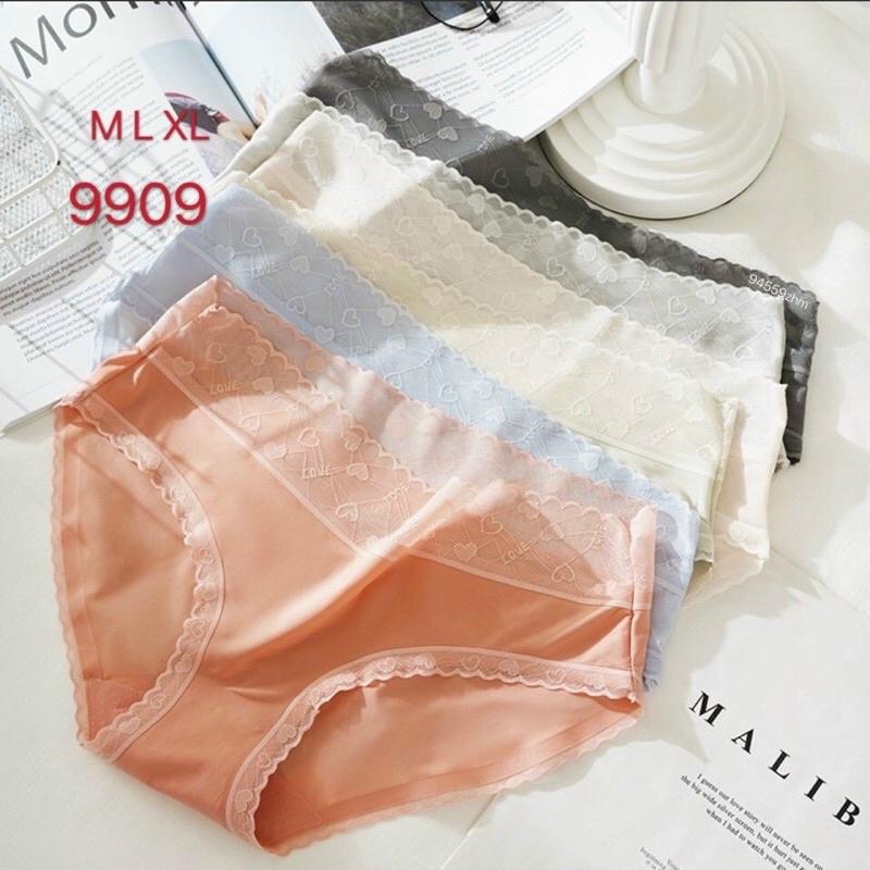 Quần Lót Nữ Lụa Băng - Quần Chip Nữ Mềm Phối Cạp Ren Tim Mềm Mại gợi cảm tôn dáng sexy
