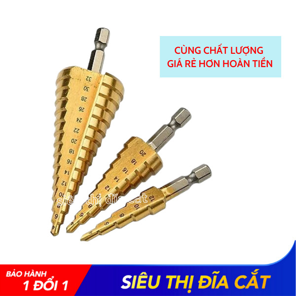Bộ Mũi Khoan Tầng 3PC KingTom - Khoan Lỗ Tròn Phủ Titan Khoan Sắt, Inox, Nhôm