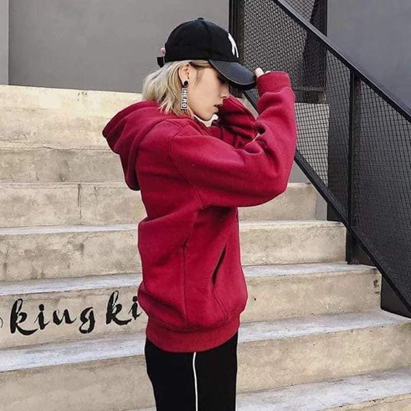 Áo hoodie nỉ đỏ đô Deep Red hoodie unisex