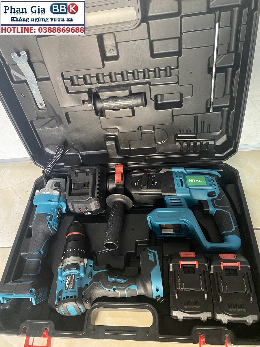 Bộ Combo Máy Khoan Đục Bê Tông, Máy Mài Và Máy Khoan Pin Dùng Pin 199V, 2 Pin 15Cell, Máy Khoan Siêu Khỏe, Siêu Bền
