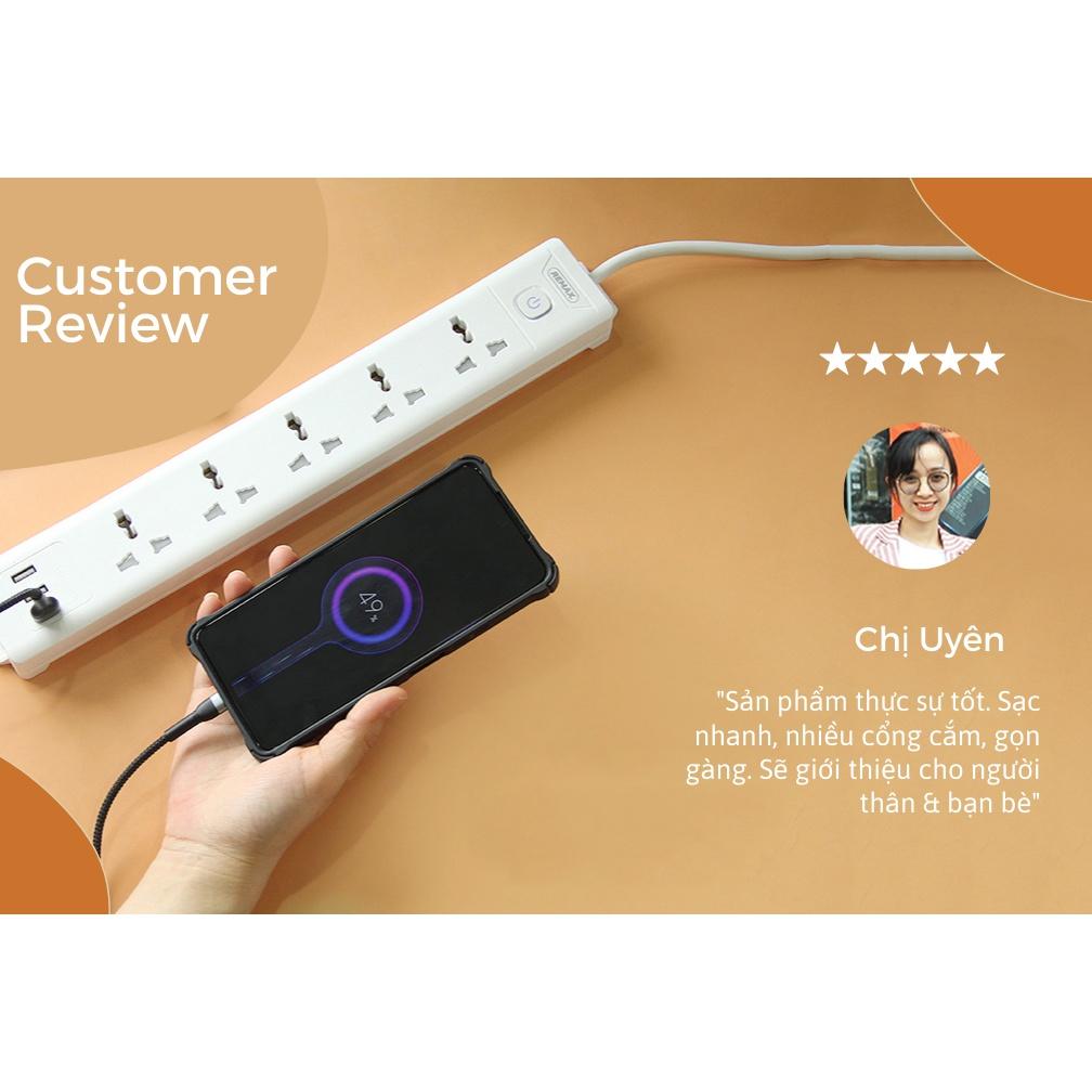 Ổ cắm điện đa năng Remax 5 ổ cắm + 3 USB Remax RV-05 lỗ cắm tải 2500W an toàn chống giật, chịu nhiệt - Hàng Chính Hãng Remax