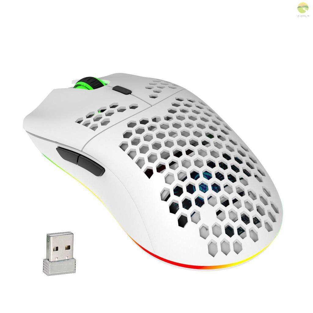 Chuột chơi game không dây T66 dạng sạc đèn RGB 2.4G với DPI có thể điều chỉnh tiện gọn cho laptop/ máy tính để bàn