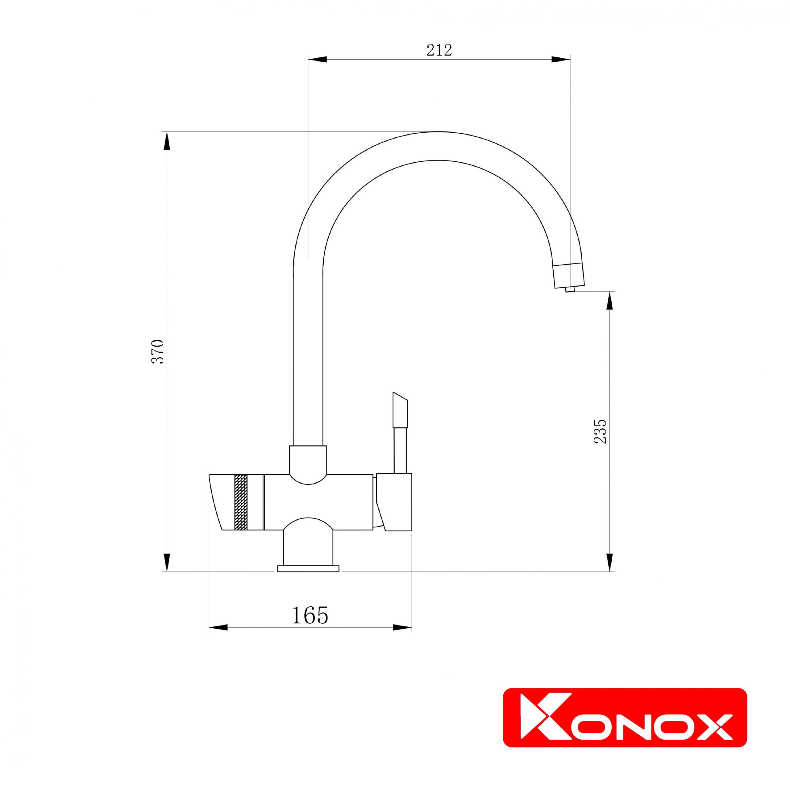 Vòi rửa bát 3 đường nước Konox, Model Trim-Water Black, 3 phiên bản màu, Bề mặt mạ PVD mạ vân đá, Lõi đồng tiêu chuẩn CW617N, Linh kiện phụ trợ dòng chảy nhập khẩu châu Âu, Bảo hành chính hãng 5 năm, Hàng chính hãng