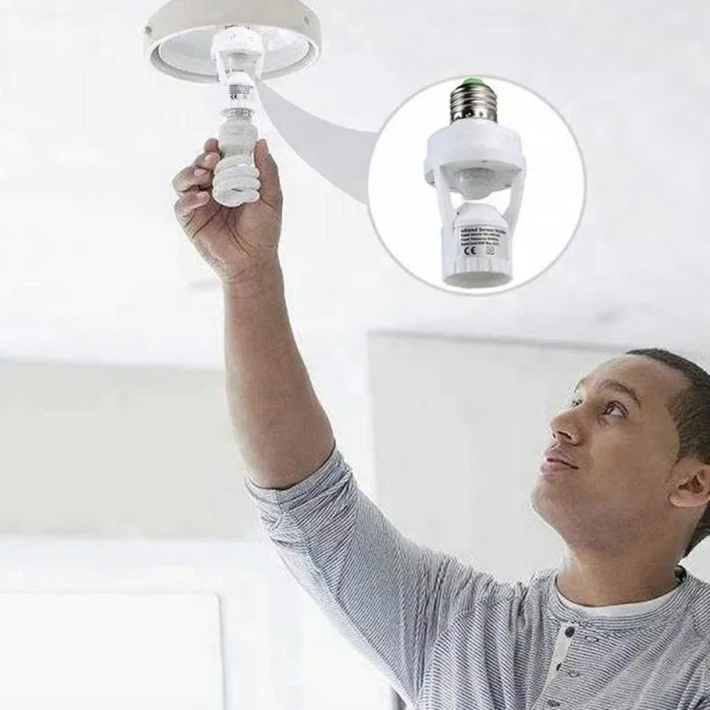Đui Đèn Cảm Biến Chuyển Động Tự Bật Tắt E27, Đuôi Đèn Xoáy Cảm Ứng Radar Tiết Kiệm Điện - HÀNG CHÍNH HÃNG MINIIN