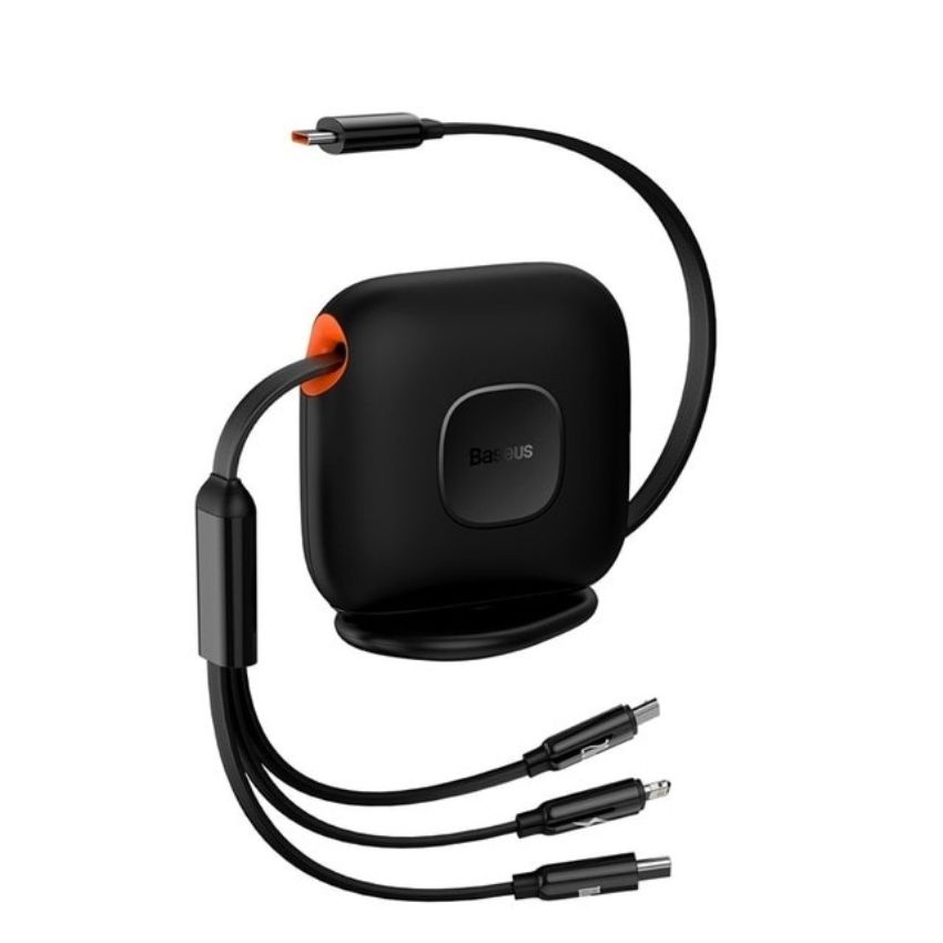 Cáp rút 3in1 Baseus Traction Series Retractable 3-in-1 Fast Charge Cable Desktop Organizer- hàng chính hãng