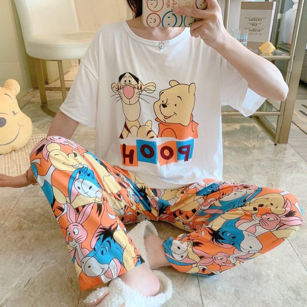 Đồ bộ nữ mặc nhà mùa hè họa tiết in hình dễ thương, chất liệu mỏng mát mẫu đa dạng Đồ bộ mặc ở nhà cho nữ, Đồ bộ ngủ thun dành cho nữ