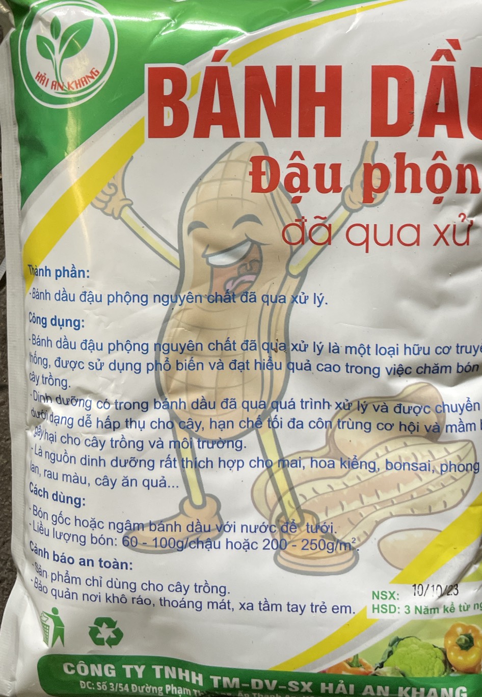 Phân bón chăm sóc cây trồng dầu phộng đã qua xử lý gói 1kg