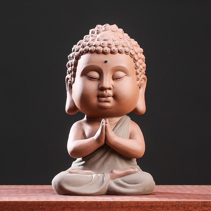 Tượng Như lai lớn, tượng phật A di đà bằng gốm tử sa cao cấp, tượng gốm phong thủy kèm dây đồng tiền