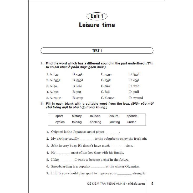 Sách - Đề Kiểm Tra Tiếng Anh Lớp 8 - Dùng Kèm SGK Kết Nối Tiếng Anh 8 Global Success - Hồng Ân