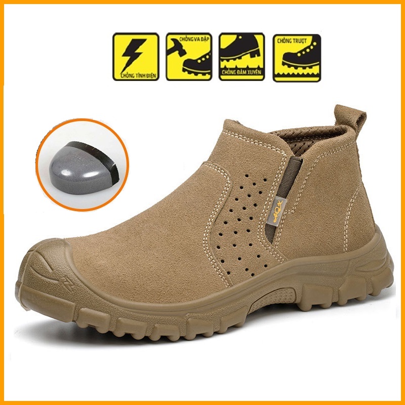 Giày Bảo Hộ Lao Động BHG15 Cổ CaoĐế Chống Đính,Tăng ma sát, Kiểu Dáng Thể Thao-GiàyLeo Núi-Da Lộn