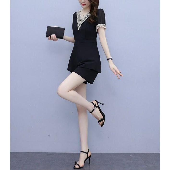 SÉT BỘ NGẮN CỔ V REN VÀNG