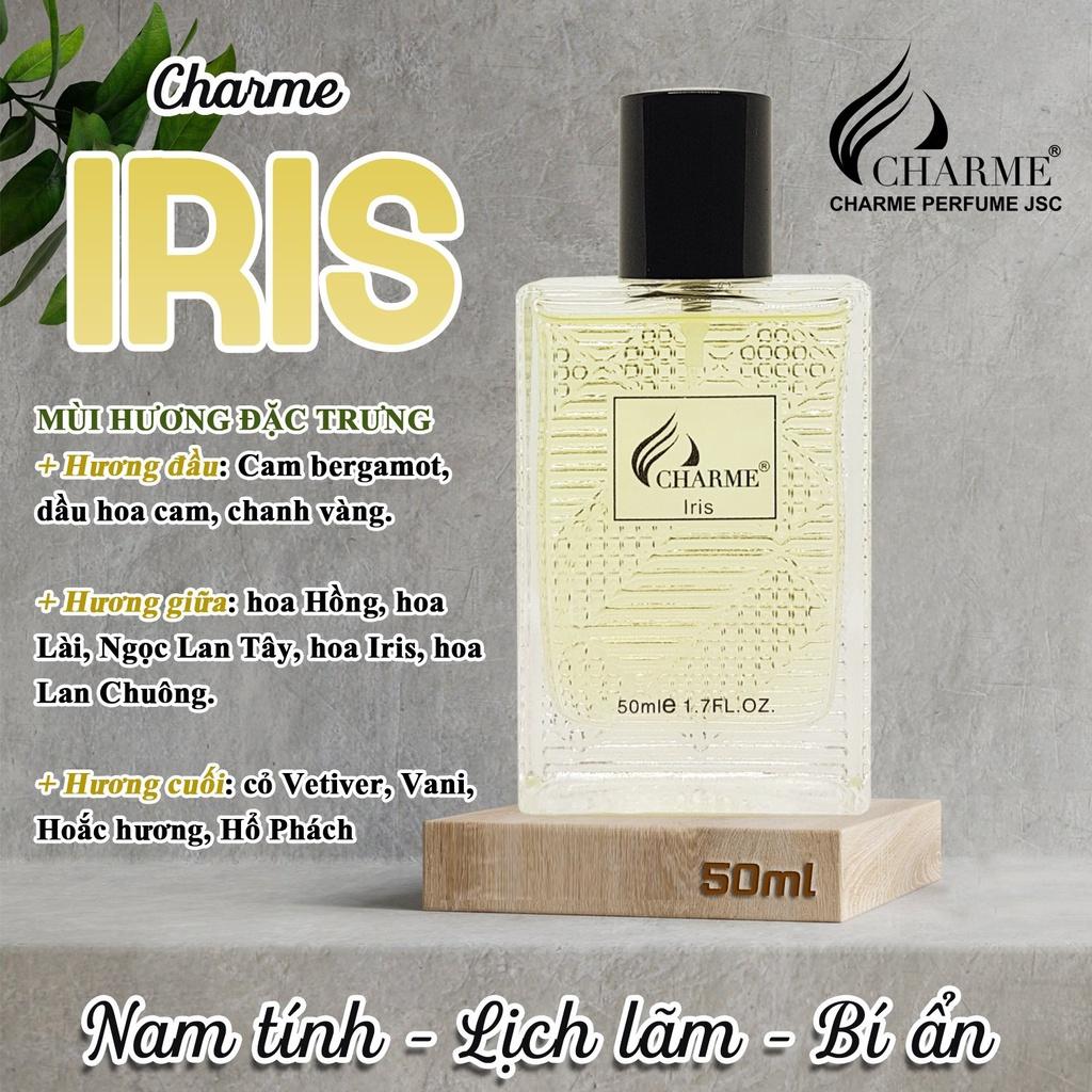 Nước hoa nam quyến rũ, Charme Iris, thơm lâu, sành điệu cá tính, lưu hương cả ngày, 50ml