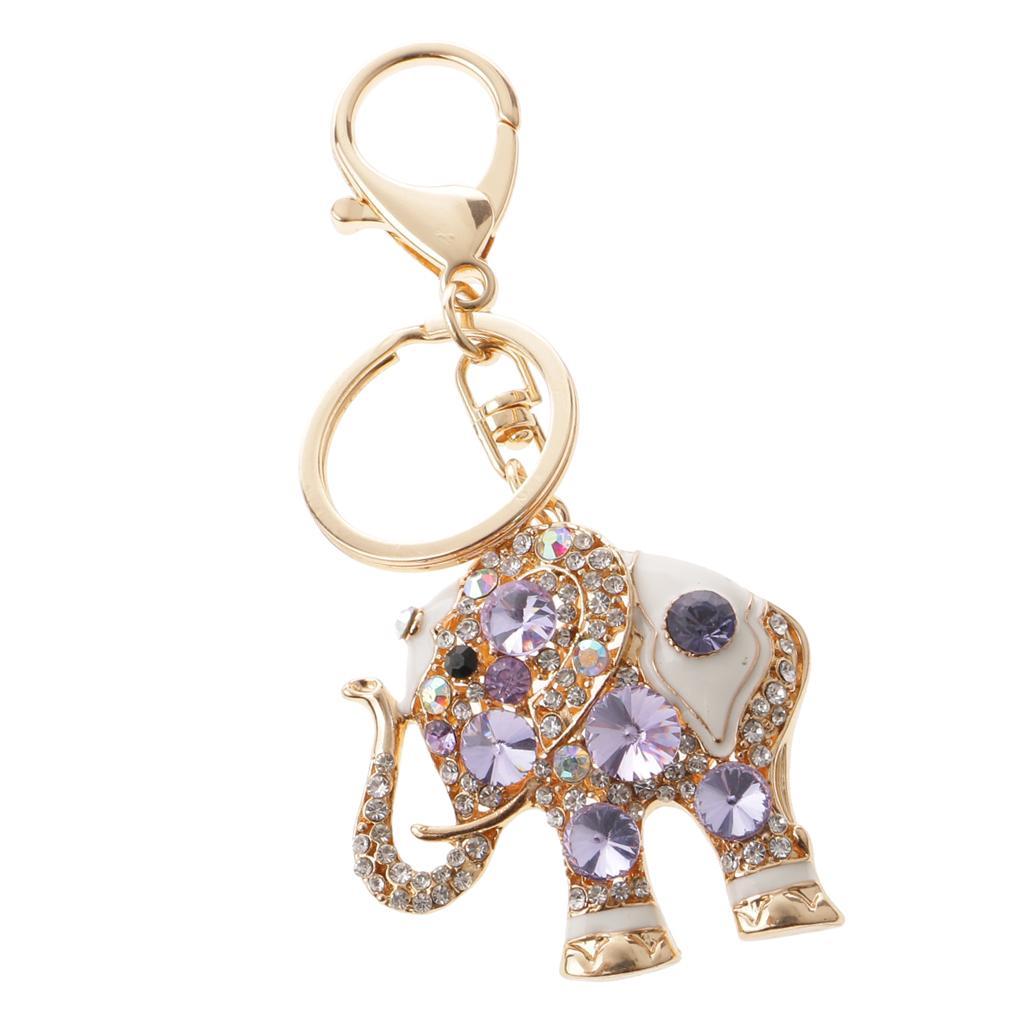 Elephant Keychain Crystal Keyring Key Ring Chain Purse Bag Charm Pendant Keyfob