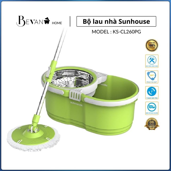 [ MỚI 3/2021 ] Bộ Lau Nhà Xoay 360 Độ Thế Hệ Mới SUN KS-CL260PG