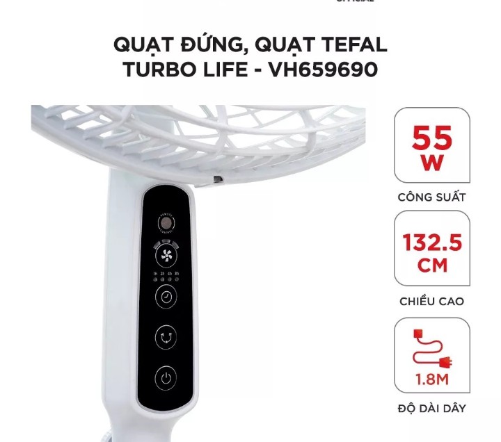 Quạt đứng Turbo Life Tefal – VH659690 - Hàng Chính Hãng