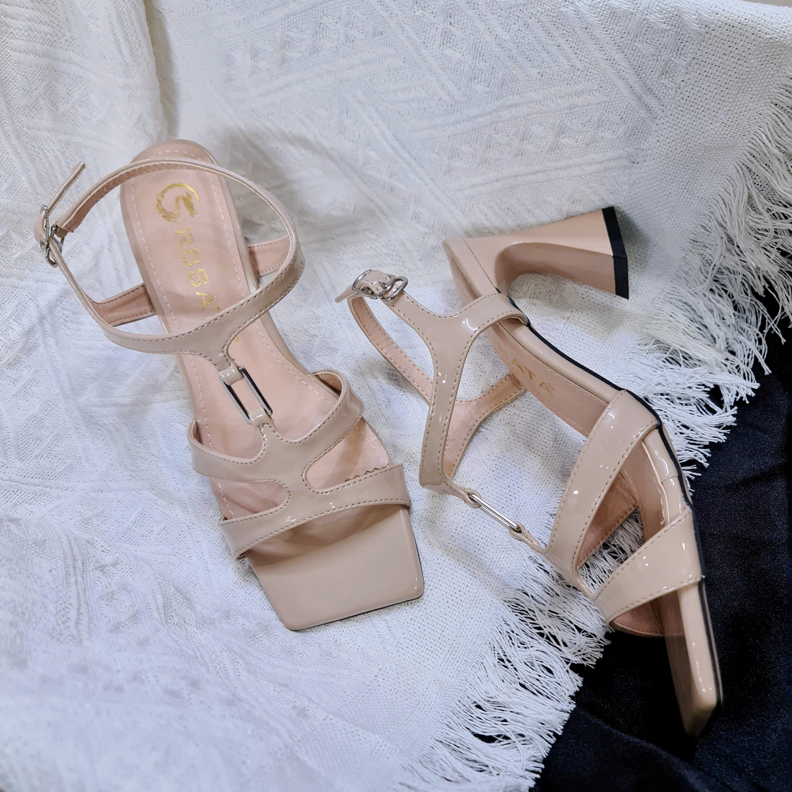 Sandal cao gót nữ ROSATA RO748 -7p- Đen, Nude - BKSTORE - HÀNG VIỆT NAM