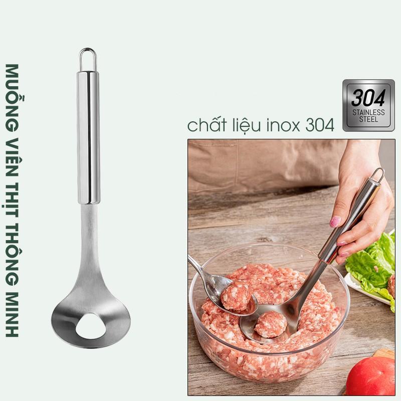 Dụng cụ làm thịt viên cá viên, mọc viên chống dính bằng inox 304 - Muỗng viên thịt thông minh tiện ích