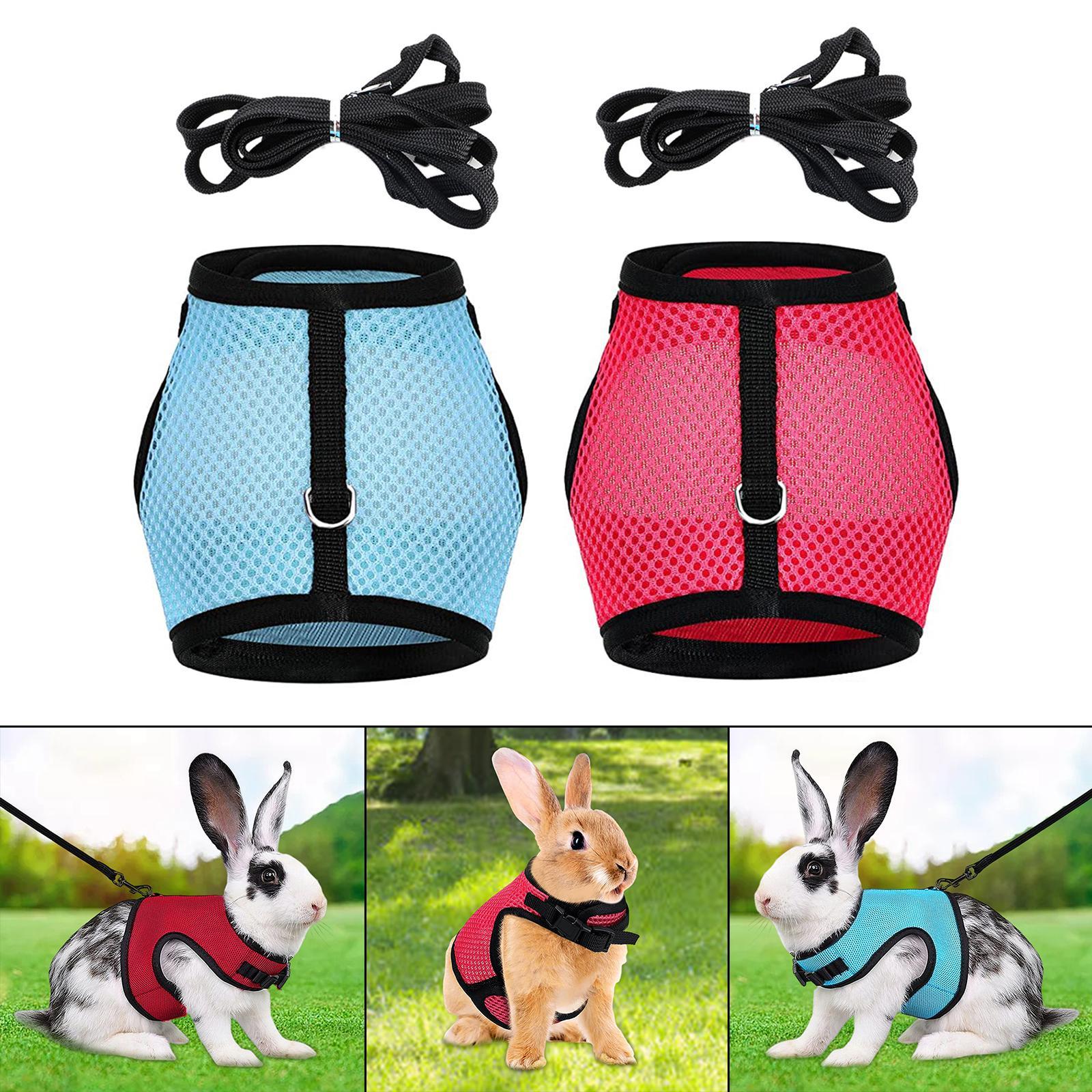 Adjustable Rabbit Harness and Leash Set Walking M 18cm-25cm