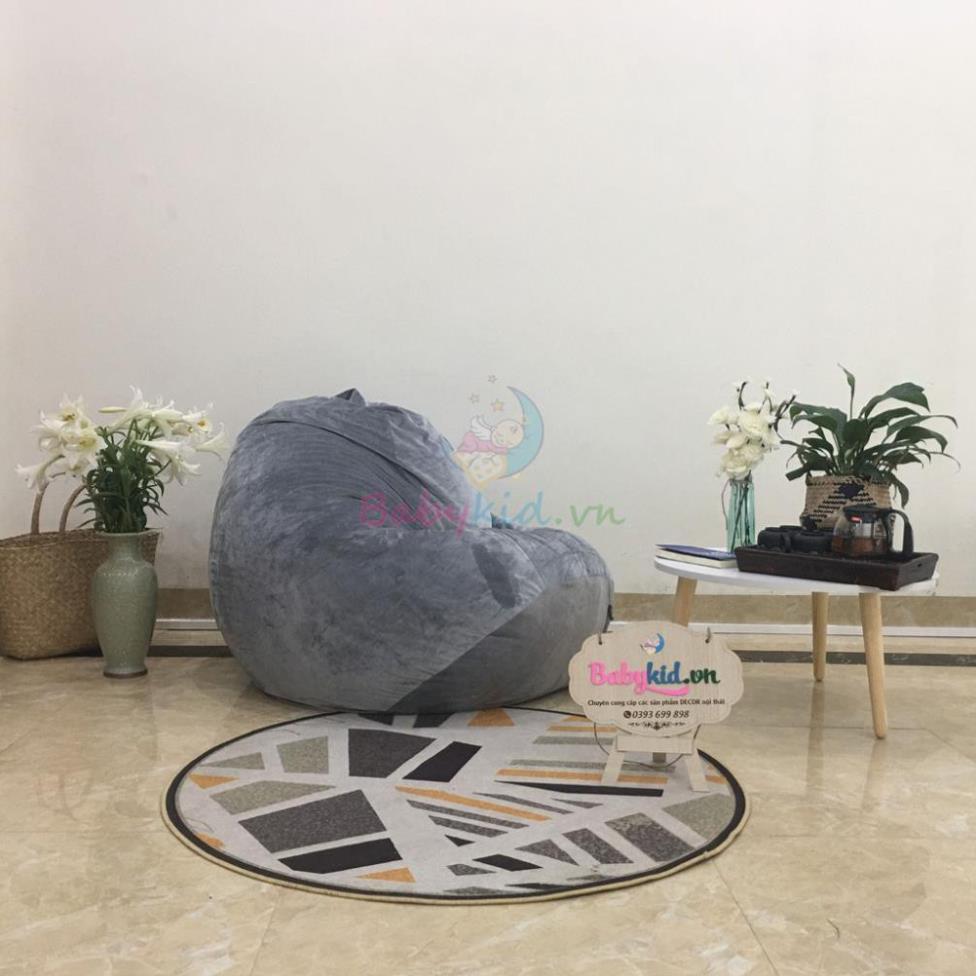 Ghế xốp dáng lê, size L. xám nhung đơn màu, có xốp