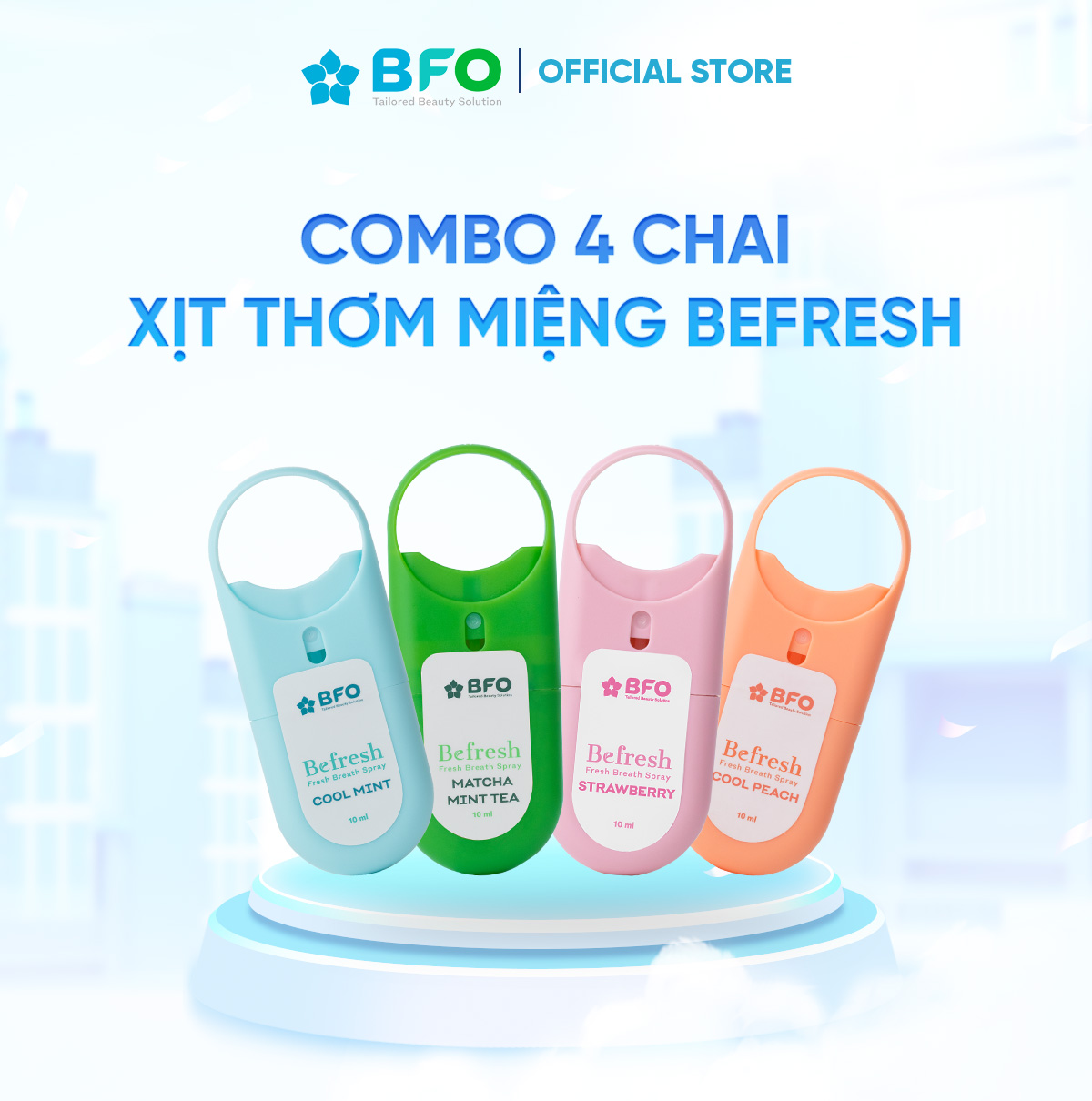 Combo 4 chai xịt thơm miệng Befresh 10ml