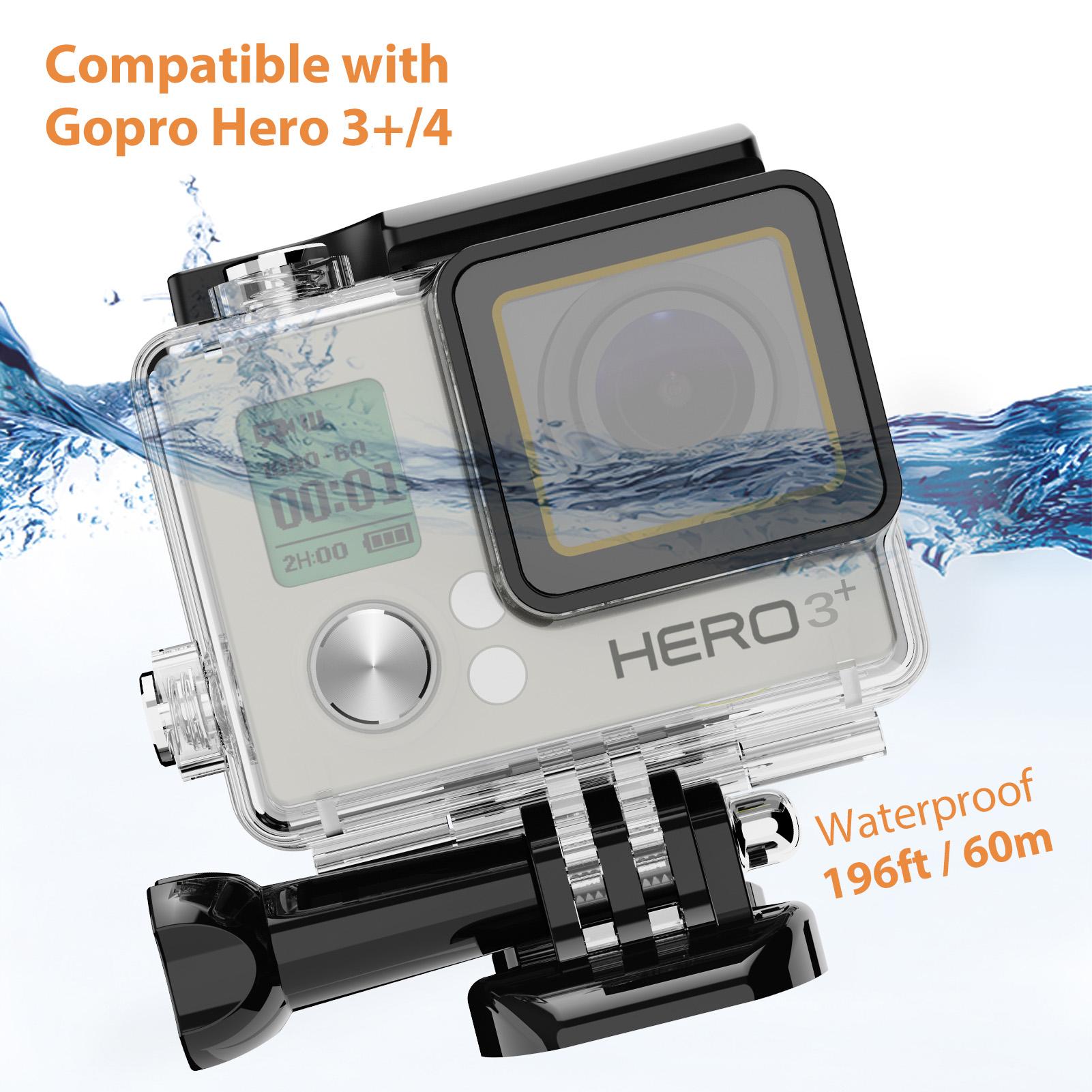Cho GoPro Hero 4 3 Chống Nước 60M Lặn Dưới Nước Bảo Vệ Nhà Ở Dành Cho Go Por 4 3 GoPro4 Lặn Bao Phụ Kiện
