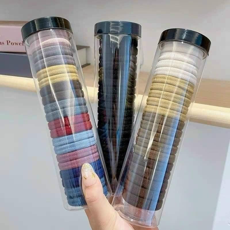 Ống 20 Dây Cột Tóc Trơn Màu Vintage Co Giãn Mềm Mại Phong Cách Hàn Quốc