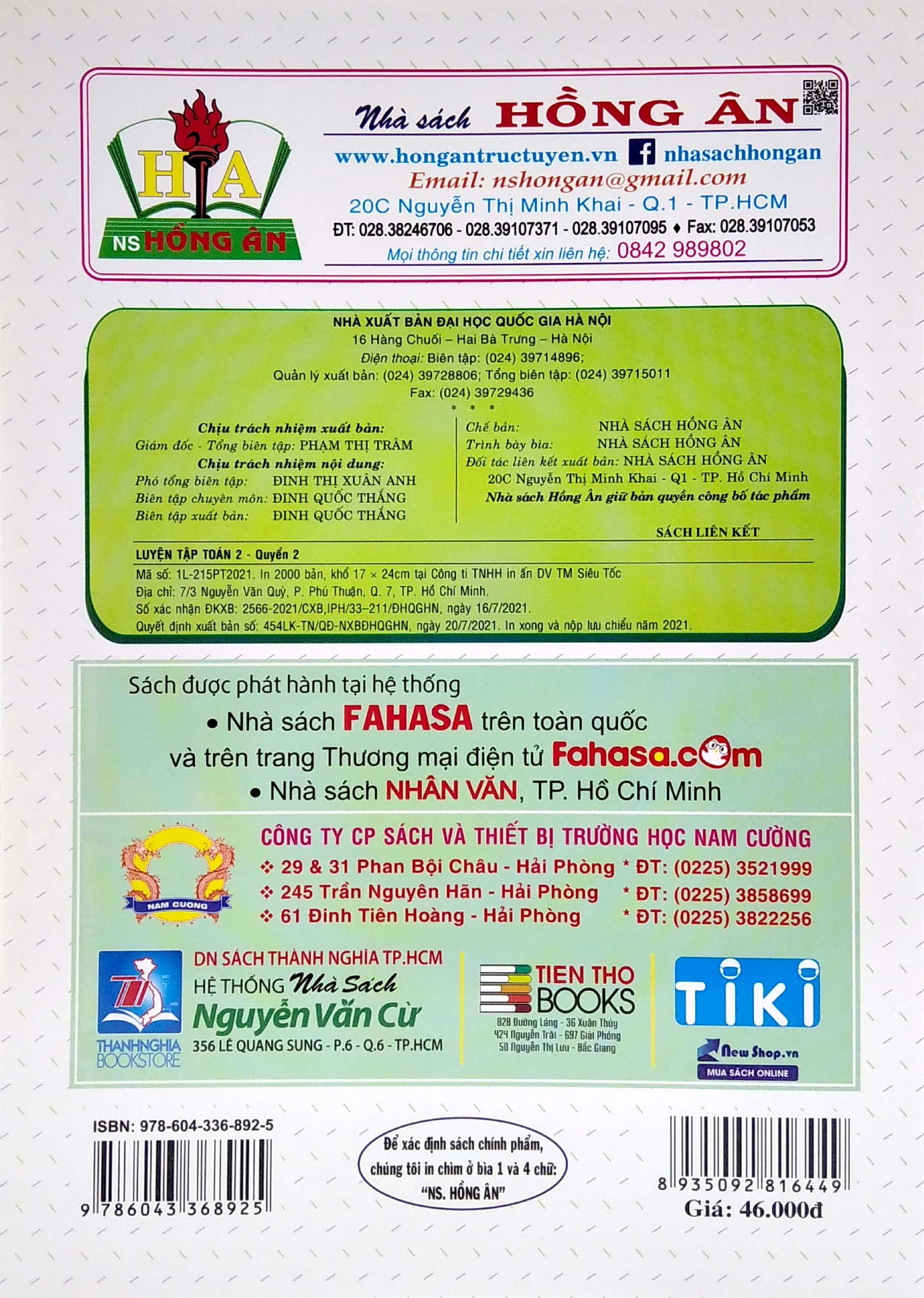Luyện Tập Toán 2 - Quyển 2 - Trình Bày Trên Giấy Ô Li