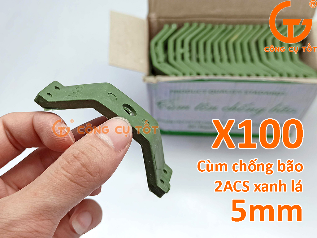 Hộp 100 cùm tôn chống bão 2ACS xanh lá