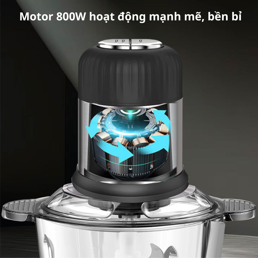 Máy xay thịt Lumabella LB-7025A công suất 800W, Cối thủy tinh dung tích 2L - Xay thực phẩm xay thịt cá - HÀNG CHÍNH HÃNG