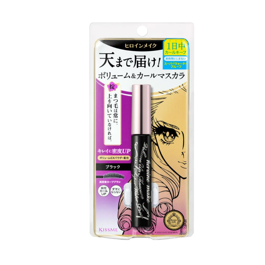 Mascara Chống Trôi Siêu Bền Giúp Nâng Cong Và Dày Mi Tối Đa Kissme Heroine Make Volume Up Mascara Super WP #01