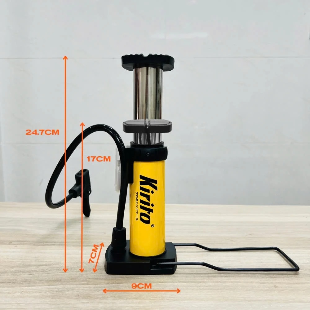 Bơm xe đạp chân bỏ cốp xe, thiết kế nhỏ gọn vừa cốp xe máy các loại, sử dụng cho xe máy, xe đạp, bóng