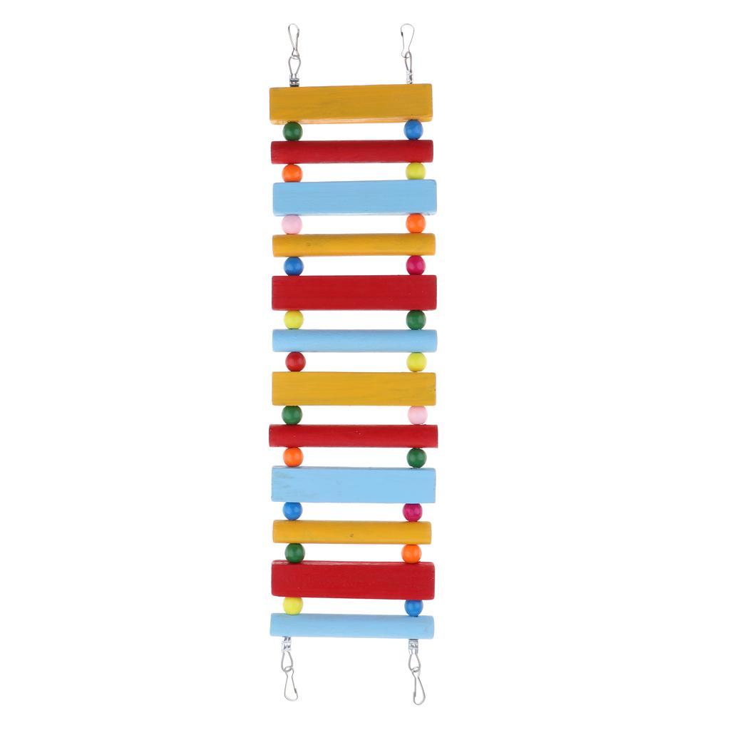 Bird Toys Wood Bird Ladder Step Parrot Ladder Swing Training Bridge Colorful