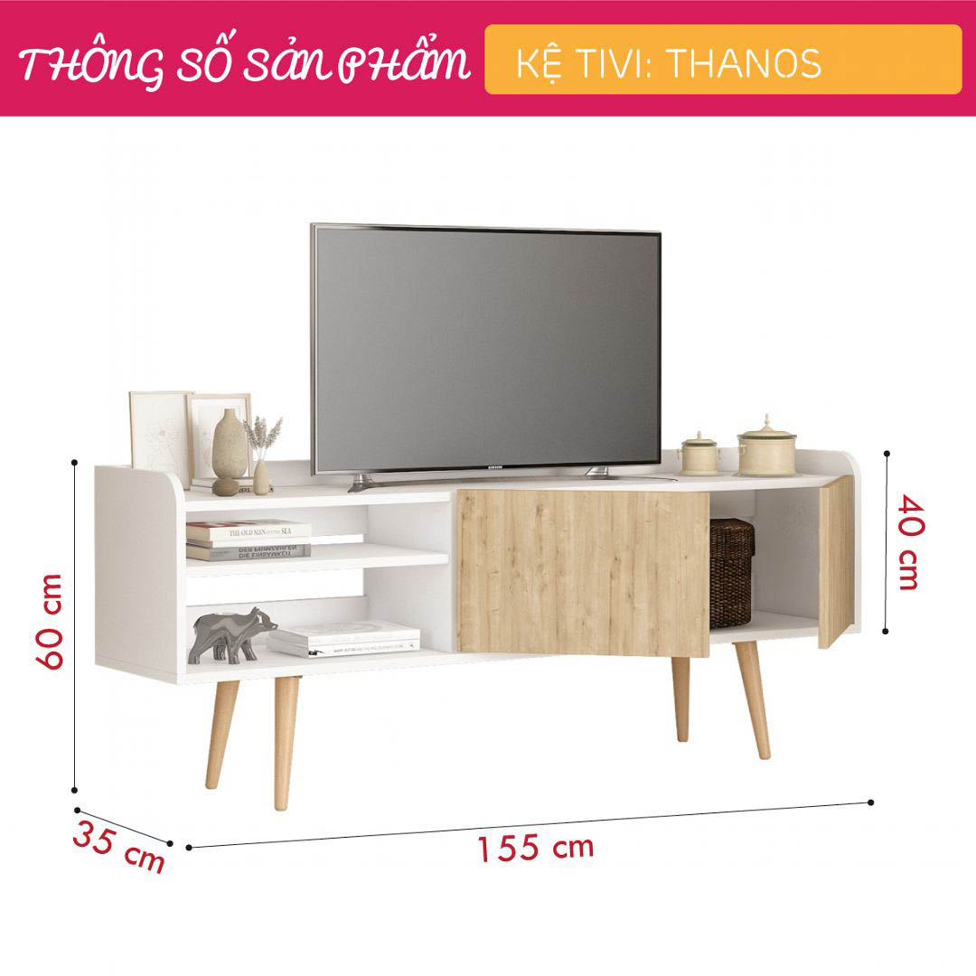 Kệ TV phòng ngủ phong cách thanh lịch đẹp SMLIFE Thanos