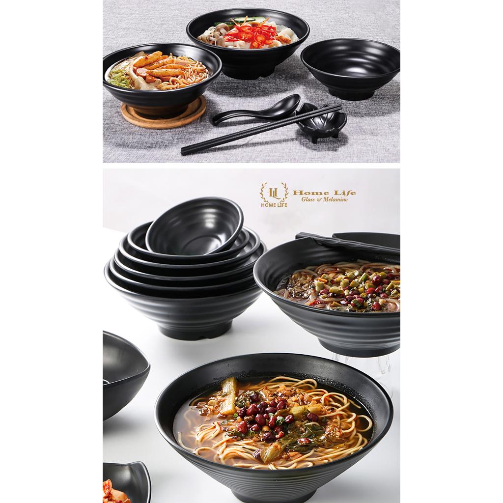 Tô loe đen | Bát Melamine đen nhám hàng nhập khẩu | Tô loe chuyên dụng cho nhà hàng cao cấp Melamine A5 | BÁT ĐỰNG CHÈ