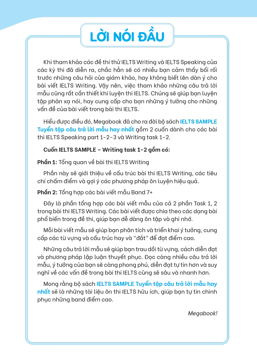 Ielts Sample Writing Task 1-2 Tuyển Tập Câu Trả Lời Mẫu Hay Nhất_MEGABOOK