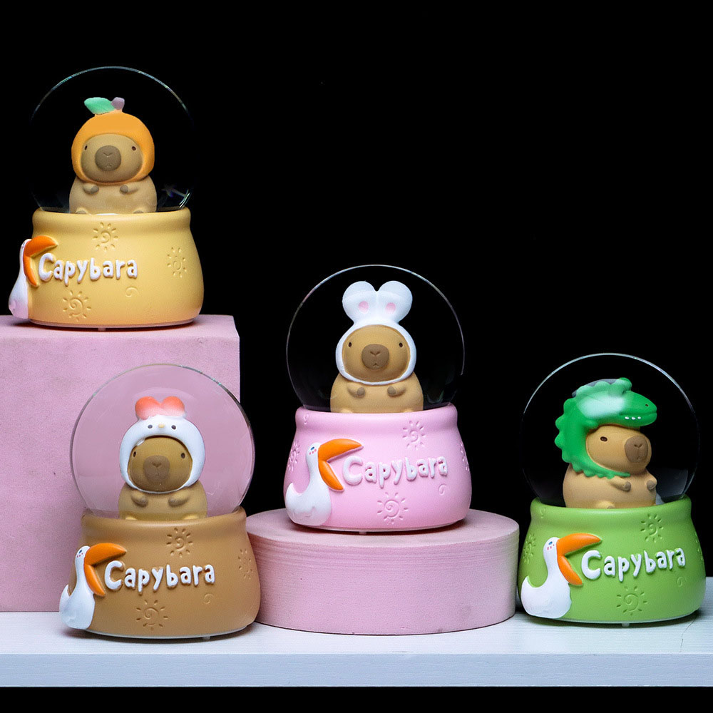 Quả Cầu Pha Lê Capybara Có Đèn Nhấp Nháy Đổi Màu Đồ Chơi Mô Hình Trang Trí Chuột Lang Nước Decor Quà Tặng Lưu Niệm